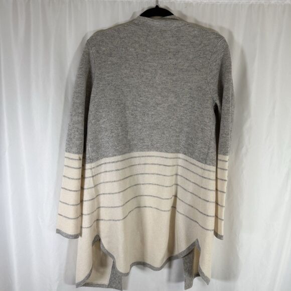 Cashmere Charter Club Cardigan Women's Medium Grey White Open Front Luxury - Picture 8 of 11